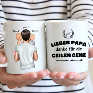 Lieber Papa, danke für die geilen Gene - Personalisierte Tasse für Väter (Vatertag 1-4 Kinder)