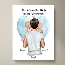 Load image into Gallery viewer, Der schönste Weg ist der gemeinsame! - Personalisiertes Vatertag Poster (Papa mit 1-4 Kindern)
