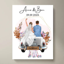 Load image into Gallery viewer, &quot;Just Married&quot; Personalisiertes Poster zur Hochzeit - Für Ehepaare, Braut &amp; Bräutigam, Geldgeschenk, Hochzeitsgeschenk
