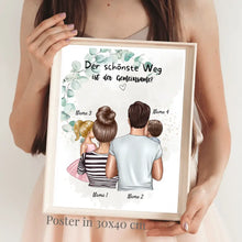 Load image into Gallery viewer, Der schönste Weg ist der Gemeinsame - Personalisiertes Familien Poster (Eltern mit 1-4 Kindern)
