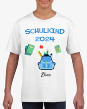 Load image into Gallery viewer, Schulkind 2024 - Personalisiertes T-Shirt für Kinder zur Einschulung (100% Baumwolle)
