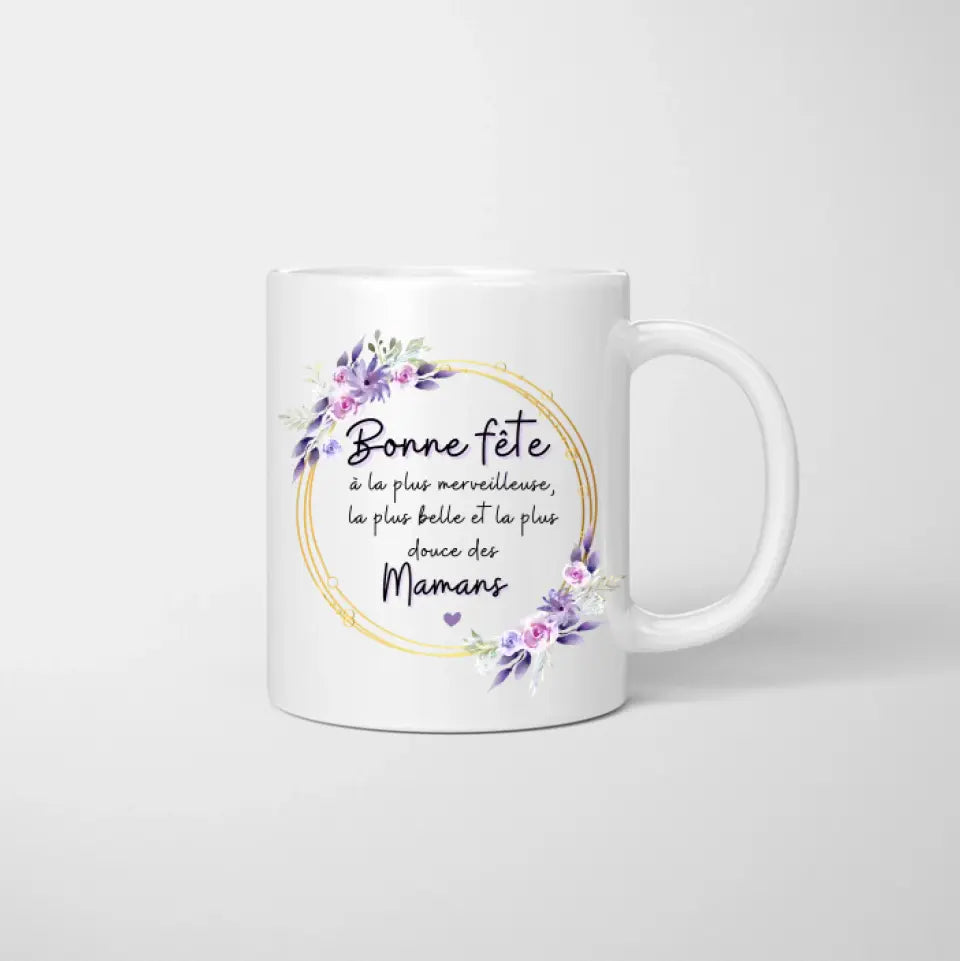 Bonne fête à la meilleure Mamounette - Mug personnalisé (1-3 enfants, adolescents)