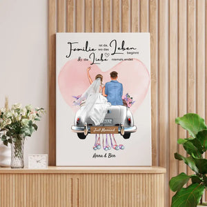 "Wo die Liebe niemals endet" Personalisierte Leinwand zur Hochzeit - Für Ehepaare, Braut & Bräutigam, Geldgeschenk, Hochzeitsgeschenk