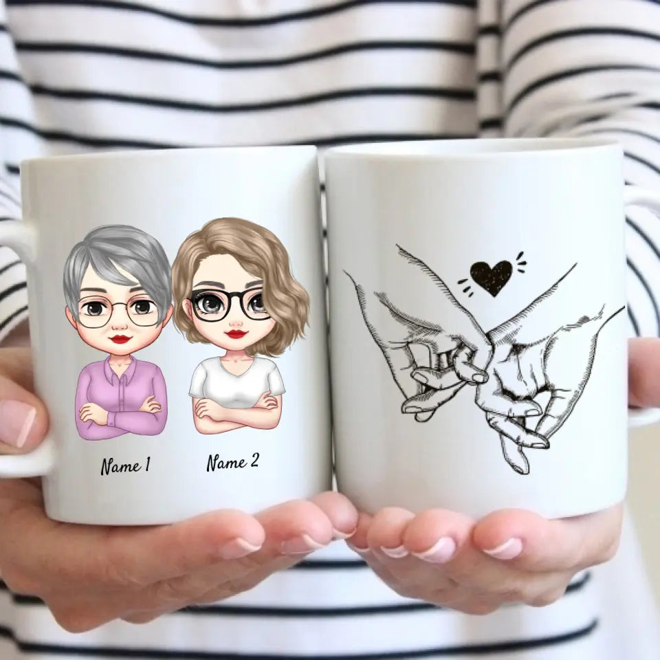 Mum & Daughters Chibi - Personalised Mug (2-3 women)