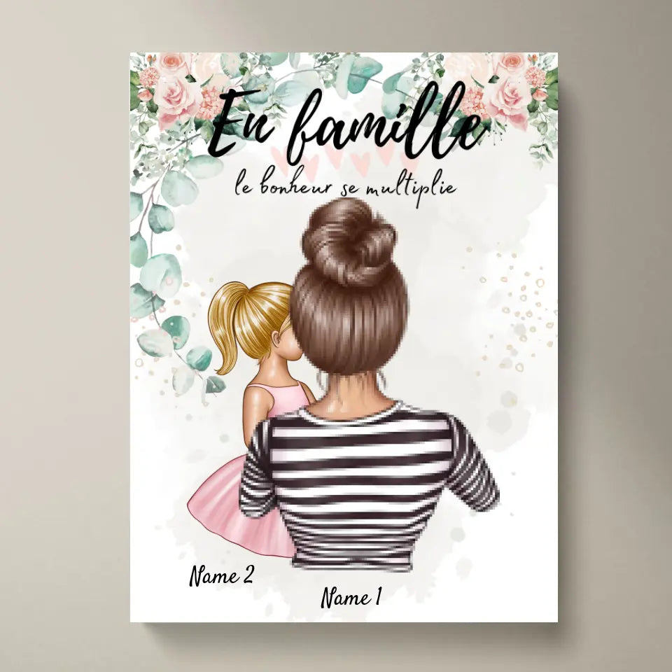 Best Mom, Meilleure maman - Poster Personnalisé (femme avec 1 ou 4 enfants)