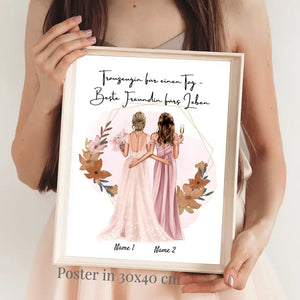 Trauzeugin für einen Tag - Beste Freundin fürs Leben - Personalisiertes Poster zur Verlobung/Hochzeit