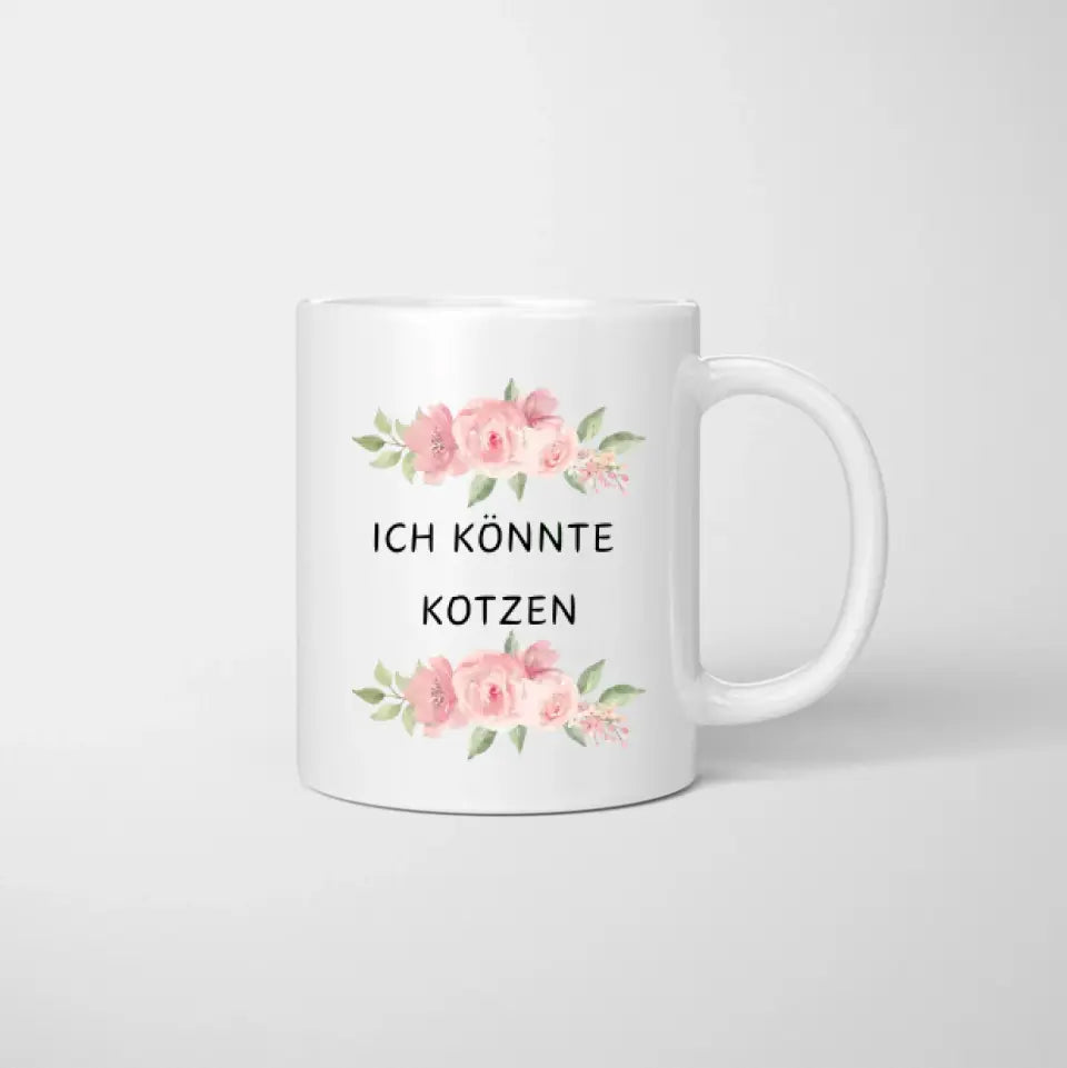 Witzige Kolleginnen Tasse: Ich könnte Kotzen - Personalisierte Tasse Kollegin, Abschied, Motivation, Jobwechsel, Geburtstag Büro (2-4 Personen)