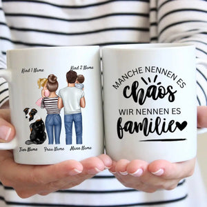 Beste Familientasse - Personalisierte Familien Tasse (1-4 Kinder + Haustiere)