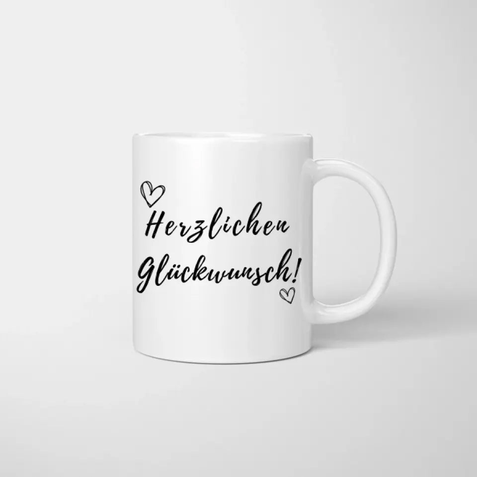 Glückwunsch zum Abschluss - Personalisierte Tasse zum Abschluss, Abitur, Bachelor, Master, Ausbildung, Schule