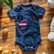 Load image into Gallery viewer, 2024 Fussball EM Österreich - Personalisierter Baby-Onesie/ Strampler, Trikot mit anpassbarem Namen und Trikotnummer, 100% Bio-Baumwolle Baby Body
