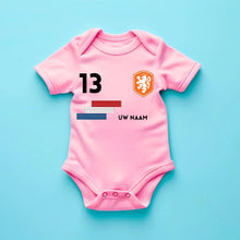 Load image into Gallery viewer, 2024 Voetbal EM Nederland - Gepersonaliseerde baby romper, shirt met aanpasbare naam en rugnummer, 100% biologisch katoenen baby romper
