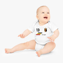 Load image into Gallery viewer, 2024 Euro België voetbalshirt - Gepersonaliseerd babyrompertje met naam en rugnummer, 100% biologisch katoen
