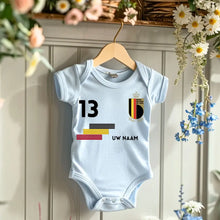 Load image into Gallery viewer, 2024 Euro België voetbalshirt - Gepersonaliseerd babyrompertje met naam en rugnummer, 100% biologisch katoen
