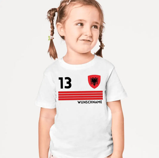 Fußball Albanien T-Shirt Kinder individuell - Personalisiertes Trikot für Kinder (100% Baumwolle)