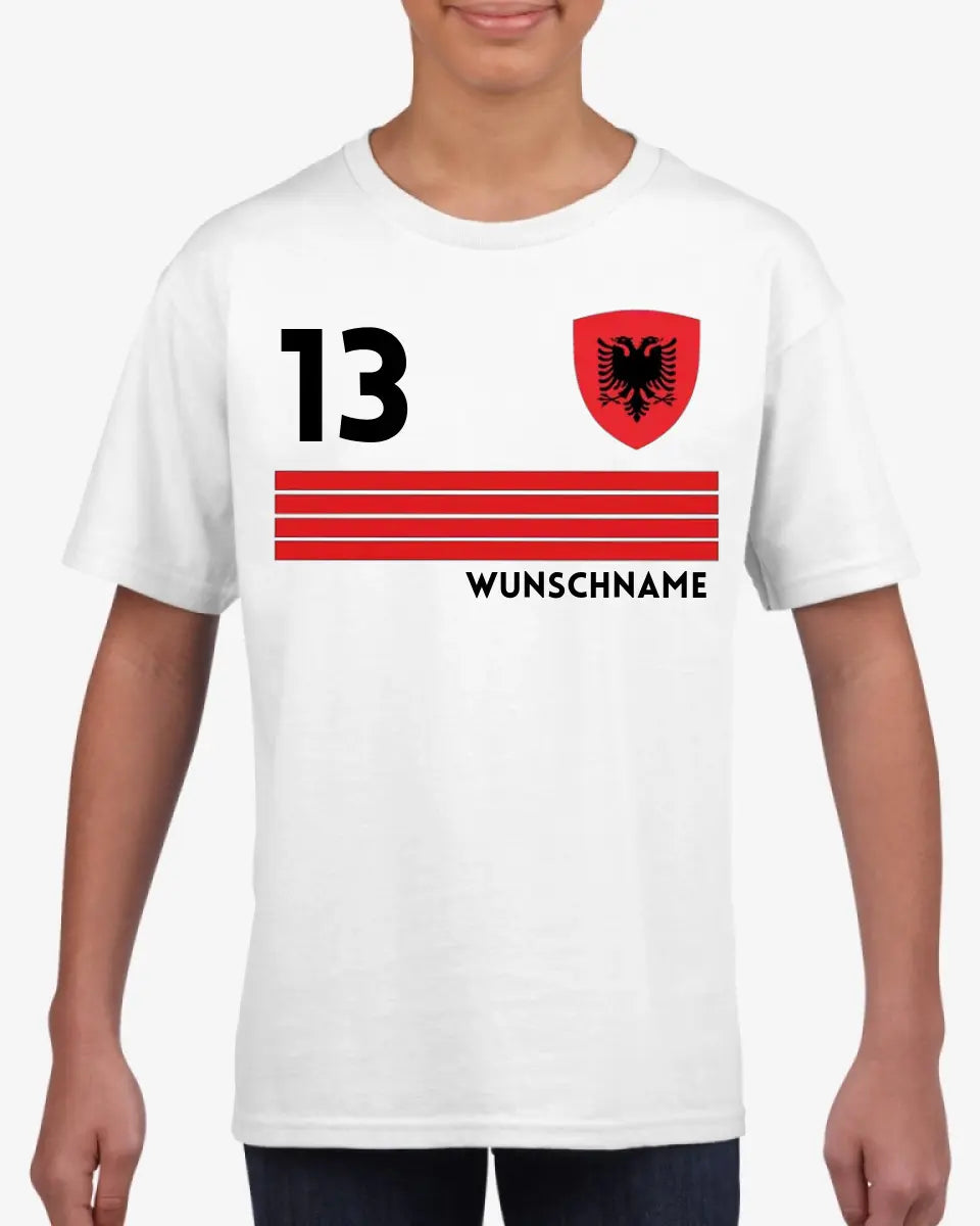 Fußball EM 2024 Albanien T-Shirt Kinder individuell - Personalisiertes Trikot für Kinder (100% Baumwolle)