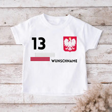 Load image into Gallery viewer, Fußball EM 2024 Polen T-Shirt Kinder individuell - Personalisiertes Trikot für Kinder (100% Baumwolle)
