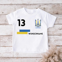 Load image into Gallery viewer, Fußball EM 2024 Ukraine T-Shirt Kinder individuell - Personalisiertes Trikot für Kinder (100% Baumwolle)
