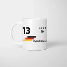 Load image into Gallery viewer, EM 2024 Trikot-Tasse - Personalisierte Tasse zur Fußball-EM, Wunschnummer und Name, individuelle Tasse Fan Tasse Deutschland
