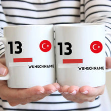 Load image into Gallery viewer, EM 2024 Türkei-Tasse - Personalisierte Tasse zur Fußball-EM, Wunschnummer und Name, individuelle Tasse Fan Tasse Türkei
