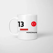 Load image into Gallery viewer, EM 2024 Türkei-Tasse - Personalisierte Tasse zur Fußball-EM, Wunschnummer und Name, individuelle Tasse Fan Tasse Türkei
