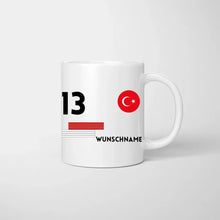 Load image into Gallery viewer, EM 2024 Türkei-Tasse - Personalisierte Tasse zur Fußball-EM, Wunschnummer und Name, individuelle Tasse Fan Tasse Türkei
