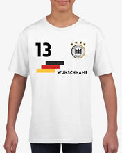 Load image into Gallery viewer, EM Deutschland Kinder-Trikot - Personalisiertes T-Shirt für Kinder, Fußball EM 2024(100% Baumwolle, individuelle Nummer &amp; Wunschname)
