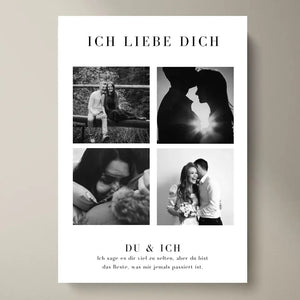 "Ich liebe dich" Personalisierte Foto-Collage Poster für Pärchen, deinen Partner