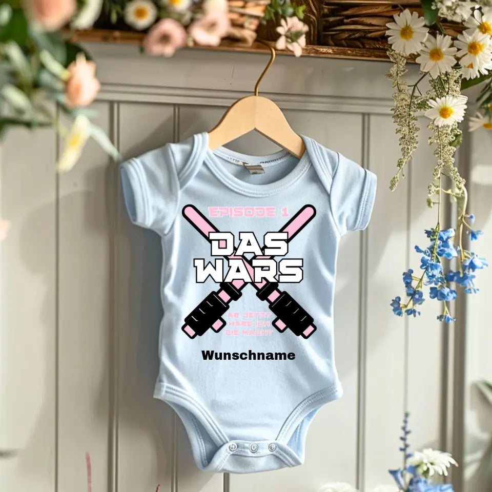 Das Wars - Personalisierter Baby-Onesie/ Strampler "Jetzt habe ich die Macht", 100% Bio-Baumwolle