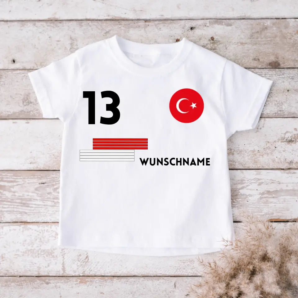 Fußball Türkei Trikot Kinder individuell - Personalisiertes T-Shirt für Kinder (100% Baumwolle)