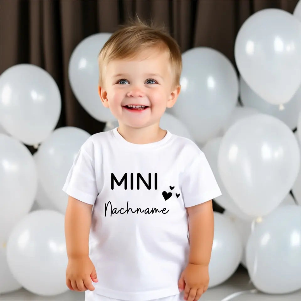 Mini-Nachname - Personalisiertes Baby-T-Shirt, 100% Bio-Baumwolle