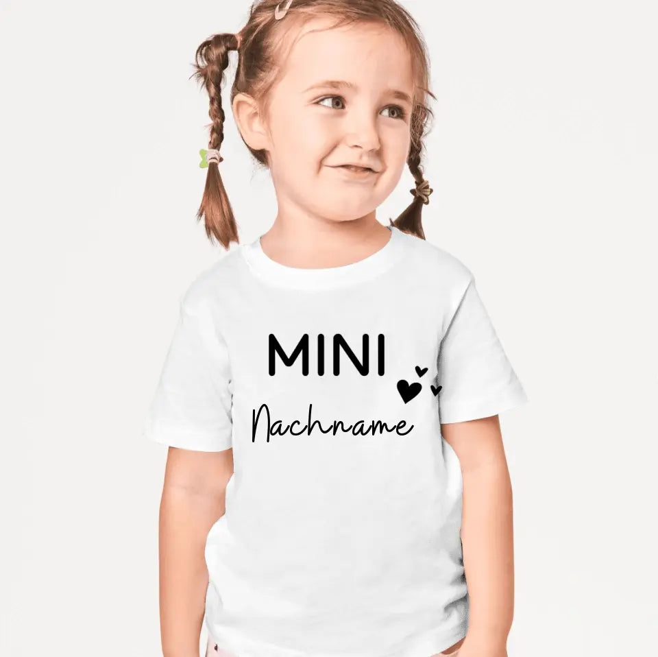 Mini-Nachname - Personalisiertes Baby-T-Shirt, 100% Bio-Baumwolle