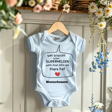 Load image into Gallery viewer, Superhelden Papa - Personalisierter Baby-Onesie/ Strampler, 100% Bio-Baumwolle
