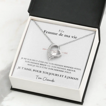 Load image into Gallery viewer, Je t&#39;aime, pour toujours et à jamais - Collier avec pendentif coeur &amp; carte personnalisée
