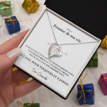 Load image into Gallery viewer, Je t&#39;aime, pour toujours et à jamais - Collier avec pendentif coeur &amp; carte personnalisée
