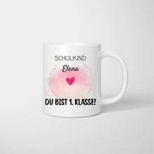 Load image into Gallery viewer, Schulkind Tasse personalisiert - Du bist 1. Klasse!
