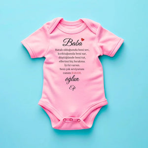 Sevgili baba - Personalisierter Baby-Onesie/ Strampler türkisch, 100% Bio-Baumwolle Baby Body