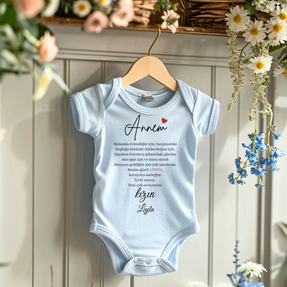 Sevgili anne - Personalisierter Baby-Onesie/ Strampler türkisch, 100% Bio-Baumwolle Baby Body