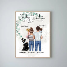 Load image into Gallery viewer, Meine Familie Poster - Personalisiertes Poster (Eltern mit 1-4 Kindern + Haustiere)
