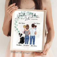 Load image into Gallery viewer, Meine Familie Poster - Personalisiertes Poster (Eltern mit 1-4 Kindern + Haustiere)
