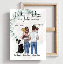 Load image into Gallery viewer, Meine Familie Poster - Personalisiertes Poster (Eltern mit 1-4 Kindern + Haustiere)
