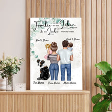 Load image into Gallery viewer, Meine Familie Poster - Personalisiertes Poster (Eltern mit 1-4 Kindern + Haustiere)
