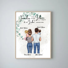 Load image into Gallery viewer, Meine kleine Familie - Personalisiertes Poster (Eltern mit 1-4 Kindern, Babies)
