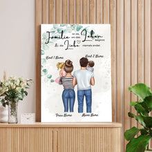 Load image into Gallery viewer, Meine kleine Familie - Personalisiertes Poster (Eltern mit 1-4 Kindern, Babies)
