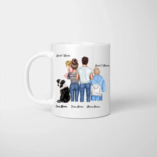 Load image into Gallery viewer, Personalisierte Familien Tasse &quot;Wo die Liebe niemals endet&quot; (1-4 Kinder + Haustiere)
