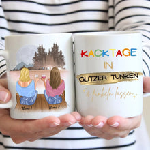 Load image into Gallery viewer, Kacktage in Glitzer tunken - Personalisierte Tasse Freundinnen &amp; Kolleginnen (2-4 Personen), individuelles Geschenk
