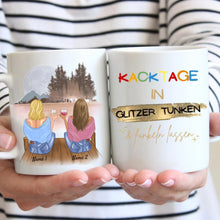 Load image into Gallery viewer, Kacktage in Glitzer tunken - Personalisierte Tasse Freundinnen &amp; Kolleginnen (2-4 Personen), Geschenkidee witzig
