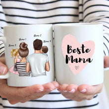 Load image into Gallery viewer, Eltern mit Kindern - Personalisierte Tasse (1-4 Kinder), Geschenkidee Familie
