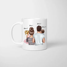 Load image into Gallery viewer, Eltern mit Kindern - Personalisierte Tasse (1-4 Kinder), Geschenkidee Familie
