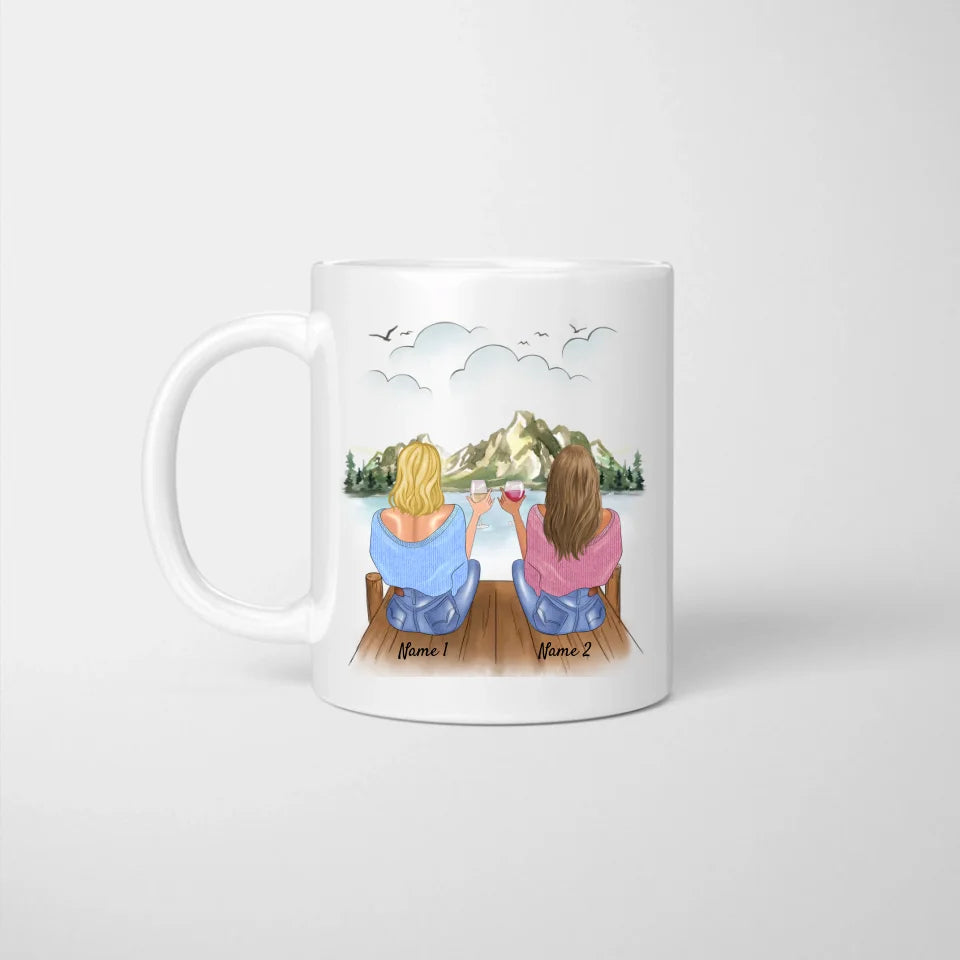 Un binome, Meilleures collègues avec boisson - Mug personnalisé (2-4 personnes, idée cadeau collègue