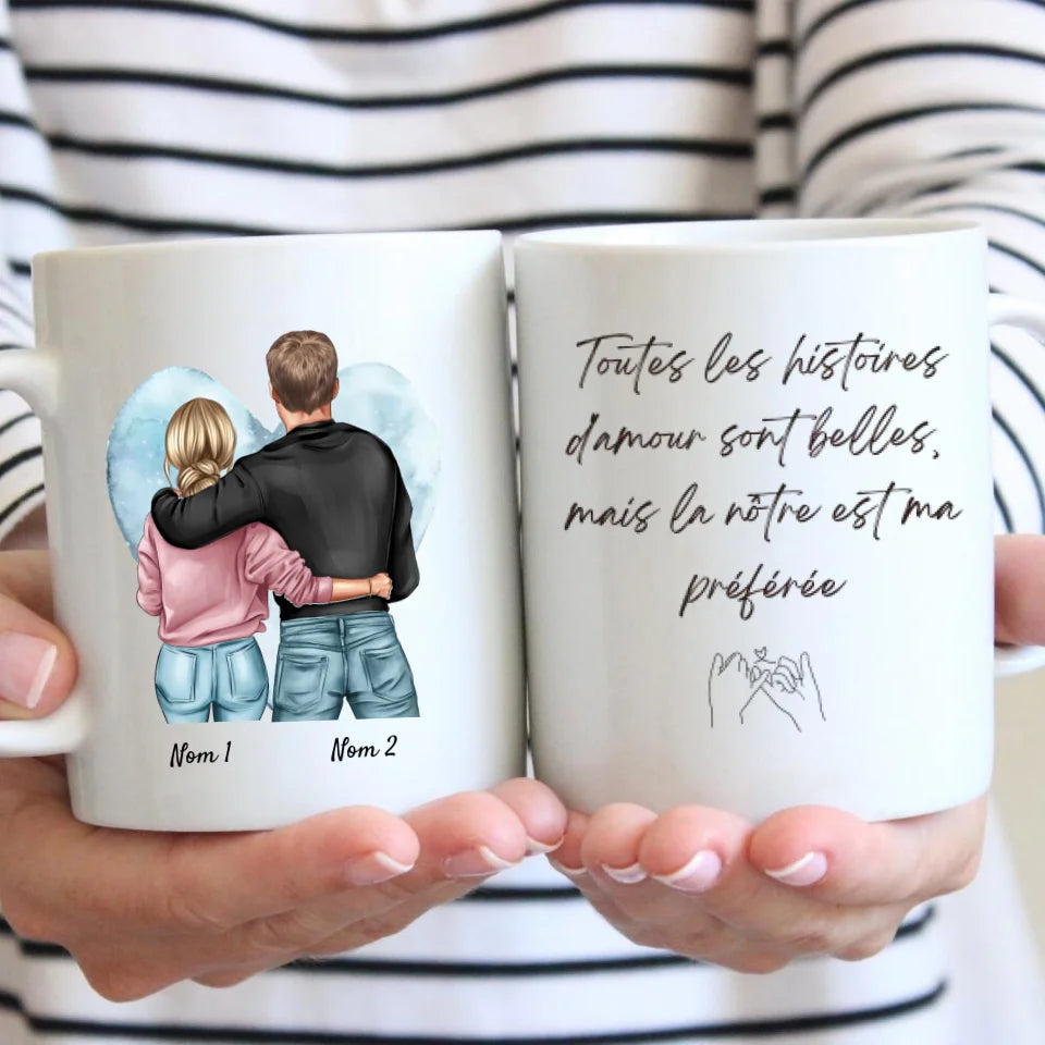 Toutes les histoires d'amour sont belles - Mug personnalisé pour couple, idée cadeau couple